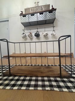 Rustic Wood and Metal 2-Tier Shelf