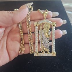14k San Judas Y Cadena Torzal 14k