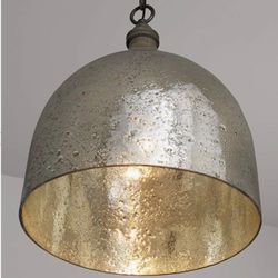 NEW IN BOX Capital Lighting 336011YP-483 Inglewood Urban/Industrial Hand-Blown Stone Seeded Mercury Glass Dome