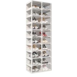 Foldable Shoe Rack,Shoe Organizers for Closet Plastic Shoe Storage Box Space Saving for Entryway, La
