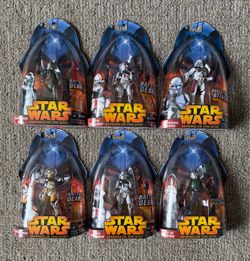 Star Wars ROTS Revenge of the Sith Clone Commander 6 Figure Lot Gree Bly Bacara