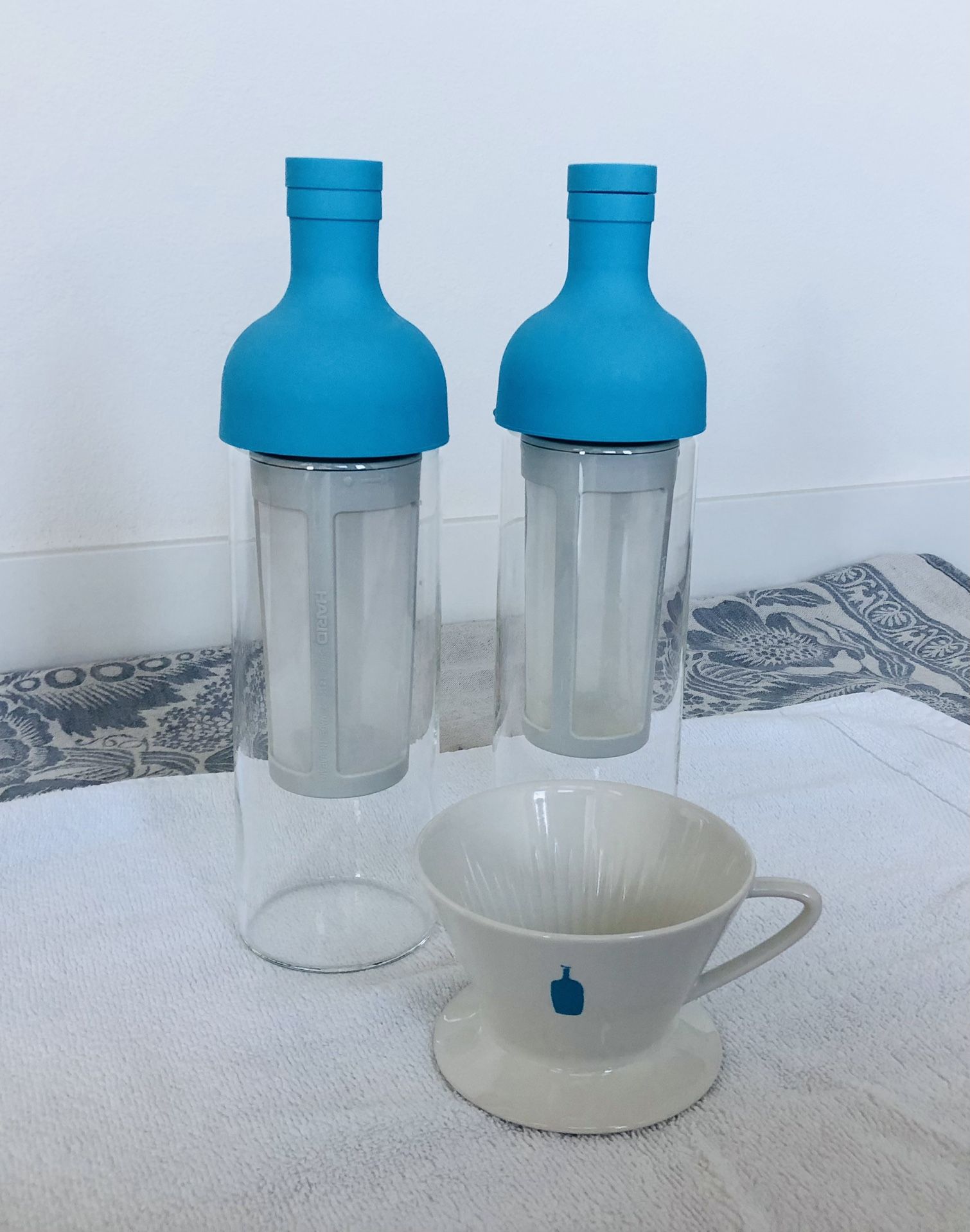 Blue Bottle Pour Over Coffee Dripper & 2 Hario Cold Brew Bottle Coffee Maker
