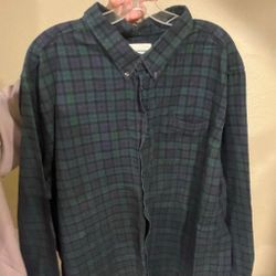 L.L.Bean Men’s Flannel Plaid Shirt Size L (Blue/Green)