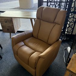 Real leather swivel recliner