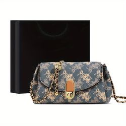 New High-Quality Fashion Shoulder Messenger Bag for Women, Small Luxury Light Commuter Bag with Carriage Print