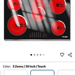 Electric Cooktop 30 Inch - 5 Burner Electric Stove Built-in(29.13"x19.3") 8400W High Power, 30 In Ceramic Stove Touch Control with Timer, Safety Lock,