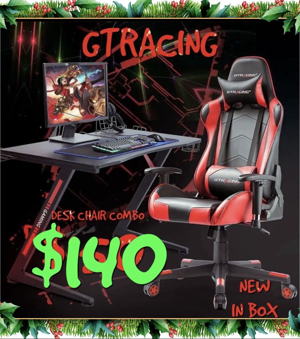 GTRACING GAME CHAIR DESK BUNDLE NEW 