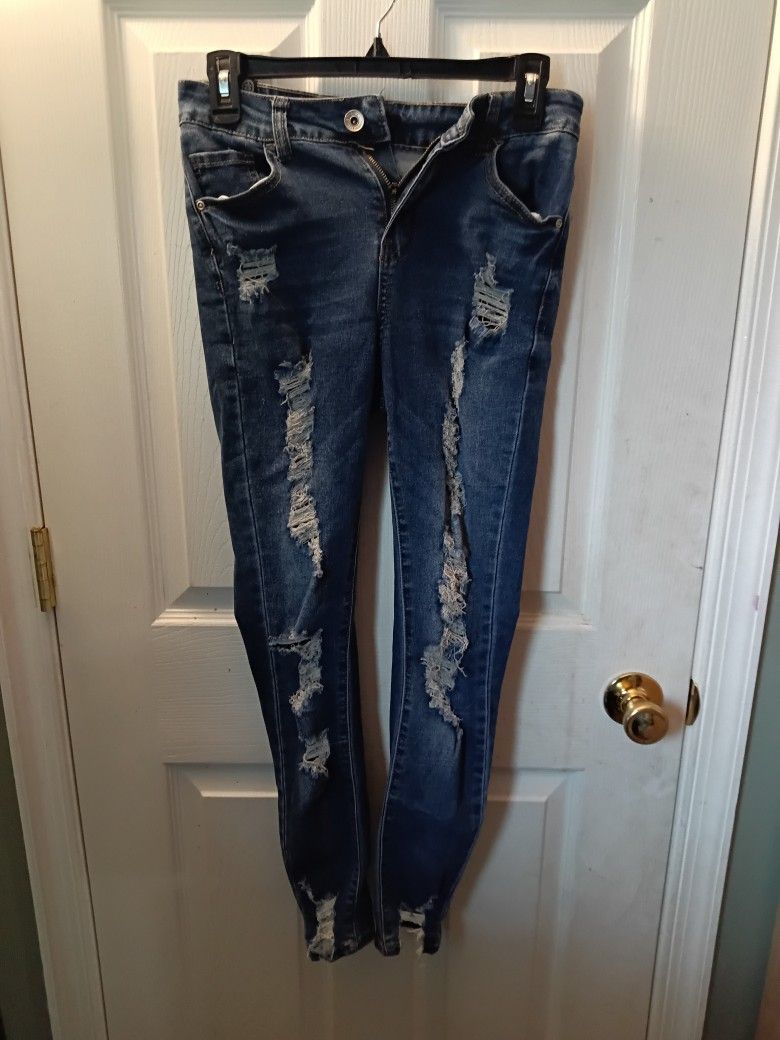 Elite Jeans- Ripped Jeans, Dark Blue, Size 3 (Junior Size)