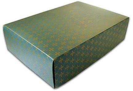 Christmas Gift Box: Green/ Gold Diamond Pattern - Large Two Piece Gift Box (7" x 10" x 2.75")