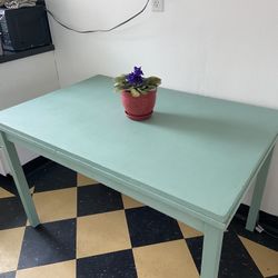 Wood Blue Dining Table