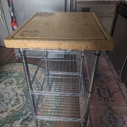 Metal Rack With Bamboo Cutting Board