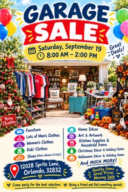 Huge Garage Sale Saturday September 19