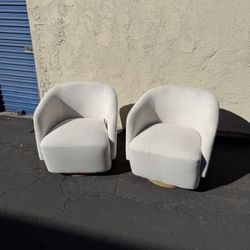 Henredon Murphy Bouclé Accent Chairs – Cream (2 Chairs)