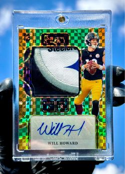 2025 Panini Select Will Howard RPA #’d 2/5 Green Prizm Rookie Auto Logo Patch RC
