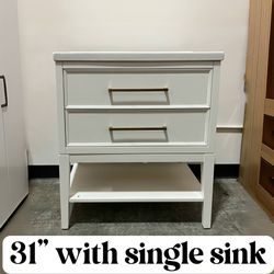 30" Solid Wood Bathroom Vanity Cabinet with Ceramic Sink (Open Box)