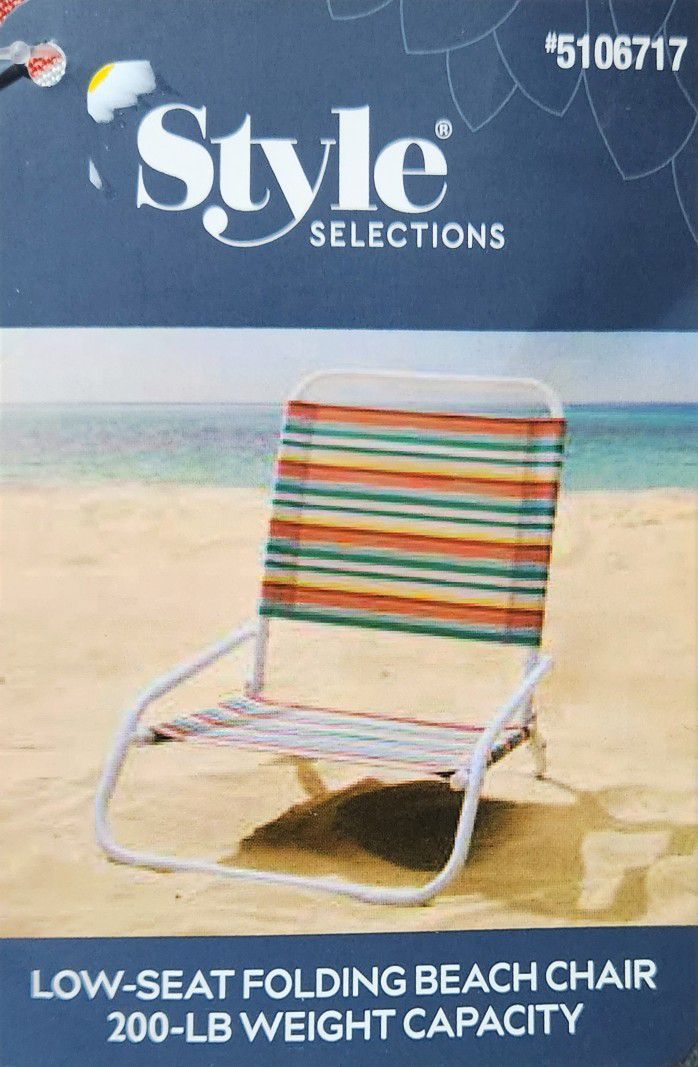 Style Selection Low-Seat Folding Beach Chair