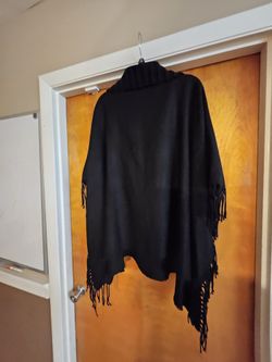 Apt 9, Black Poncho With Zipppered Turtle Neck