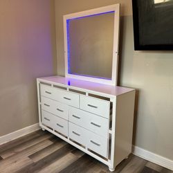 White Led Dresser