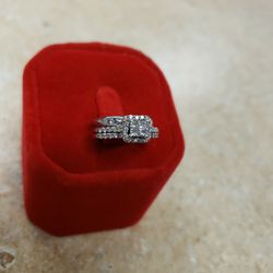 14k White Gold Diamond Ring And Diamond Platinum Band