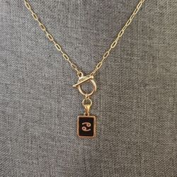 Gold Zodiac "Cancer" Toggle Necklace