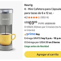 Keurig K - Mini Cafetera para Cápsulas K-Cup, para tazas de 6 a 12 oz. Coffee maker  WHITE