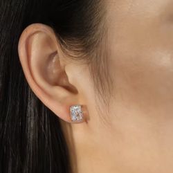 1ct Each Size Radiant Moissanite S925 Sterling Silver Earrings 