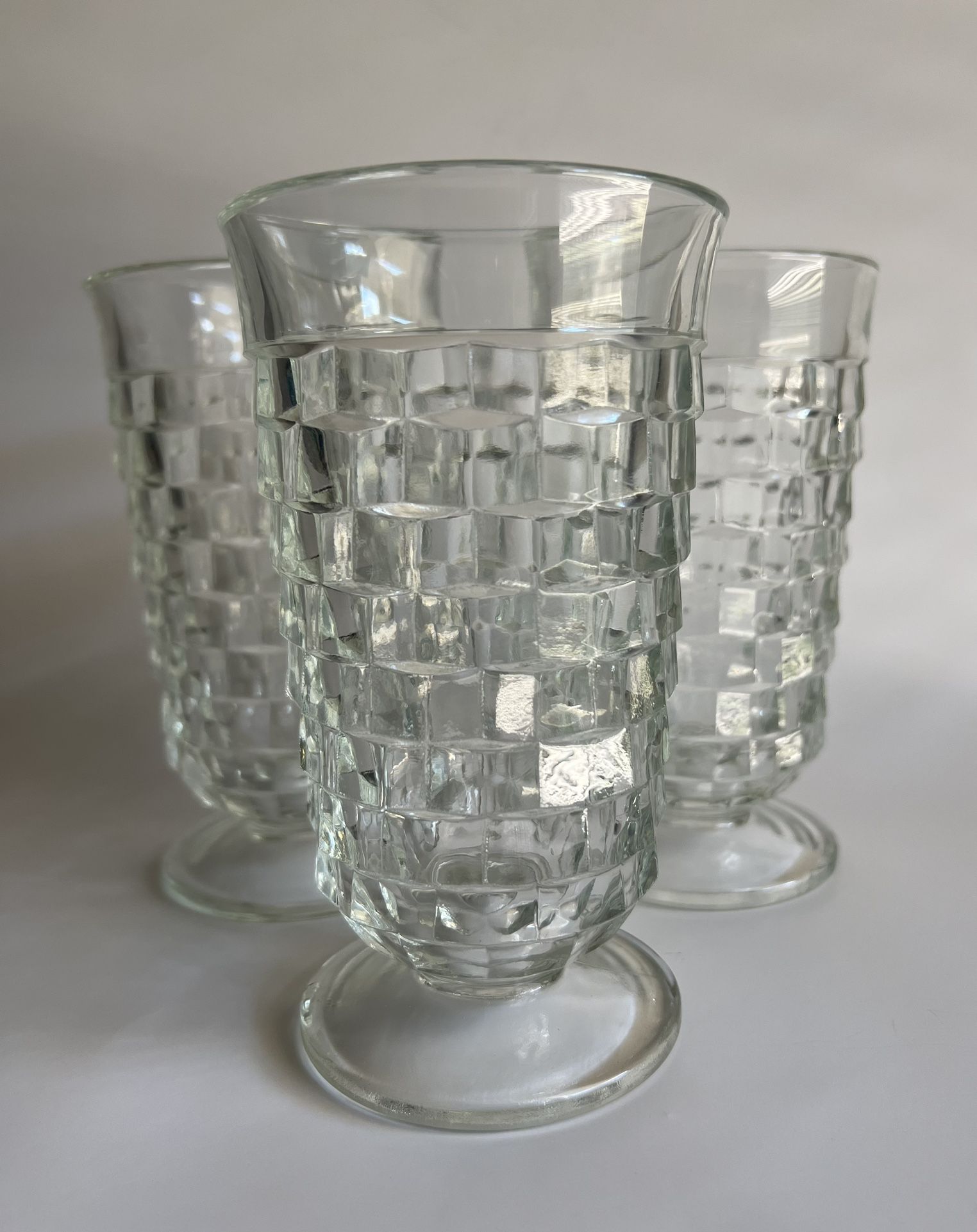 Set Of 3 Vintage Colony Whitehall Clear Iced Tea Glasses