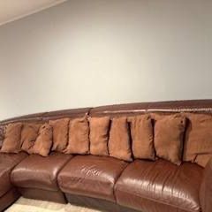 Luxury Curved Brown Leather Sectional – Excellent Condition