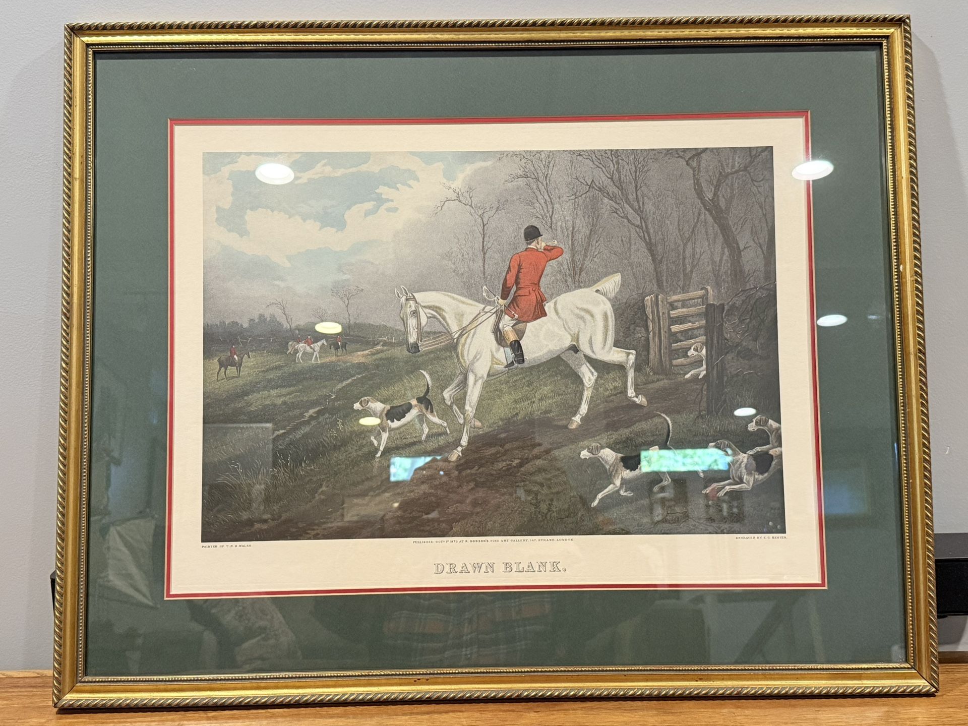 Framed “Drawn Blank” Fox Hunting Print – Vintage Matted Artwork 29.5” X 23”