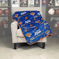 Pegasus New York Knicks Retro Mascot Royal Plush Throw Blue Orange Blanket 60x70
