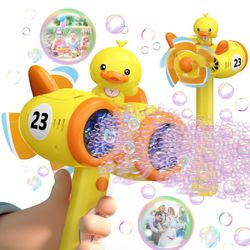 Bubble Machine Gun with Bubble Refill Solution, Bubble Guns with Lights for Bubble Blaster Party Favors, Bubbles for Kids Outdoors Activity, Easter, B