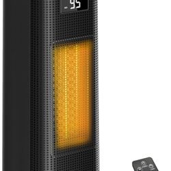 Space Heater, Portable Electric Heaters for Indoor Use with Adjustable Thermostat and Remote, 45° Oscillation, 1-12h Timer, 4 Modes, 1500W PTC Ceramic