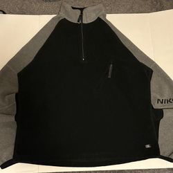 Vintage Nike Pullover Fleece Jacket Size Medium Black Gray
