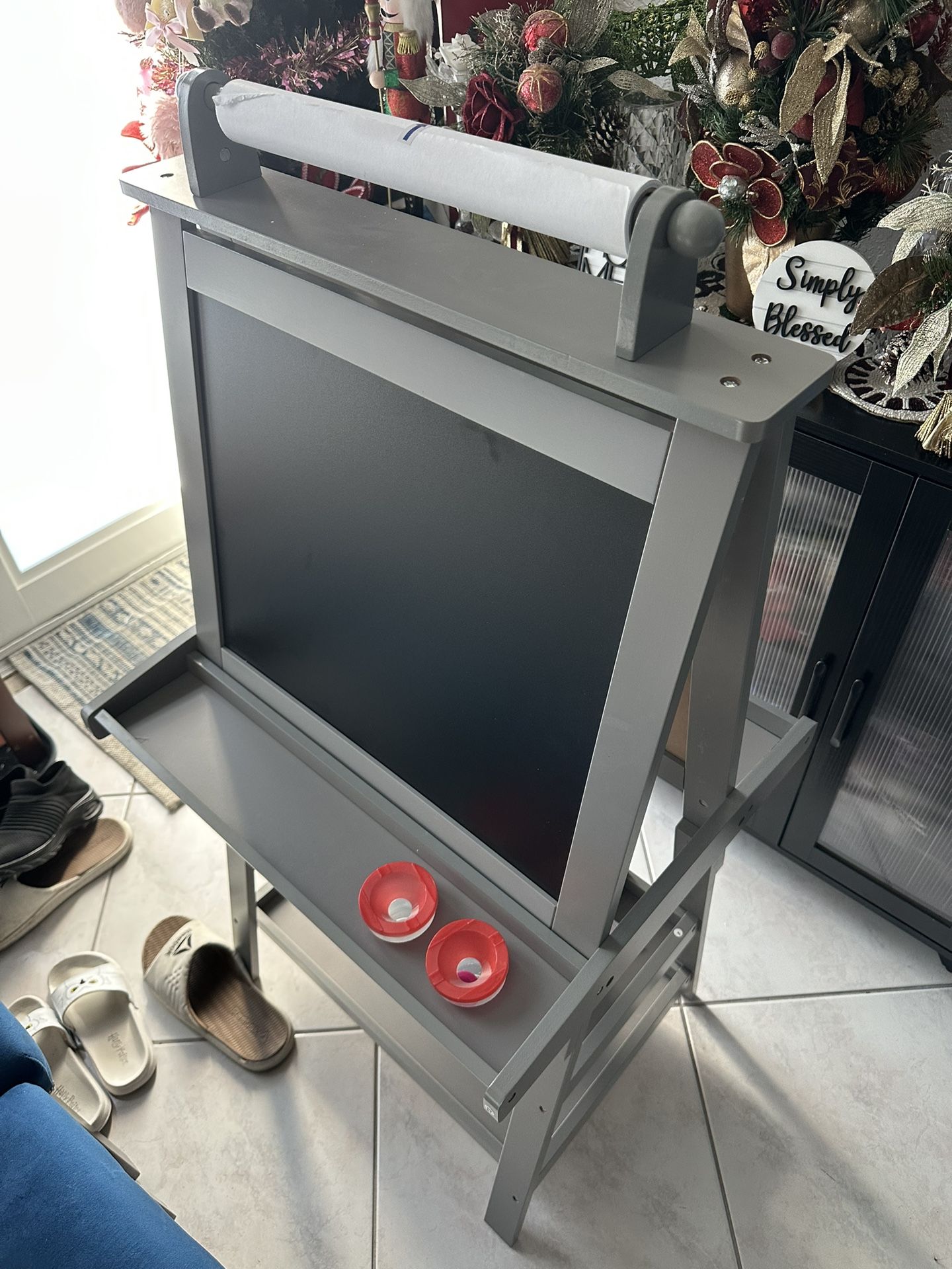 NEW Kinder King 3 in 1 Kids Art Easel w/Storage Double-Sided Magnetic Whiteboard & Chalkboard