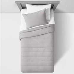Twin Channel Jersey Kids' Comforter Set, Gray - Pillowfort