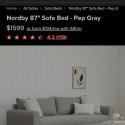 Nordby 87" Sofa Bed Pep Gray
