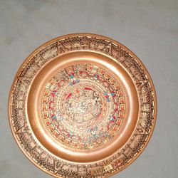 Vintage Aztec copper plate made in mexico