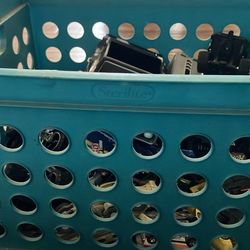 Crate of vintage car toys 2010s