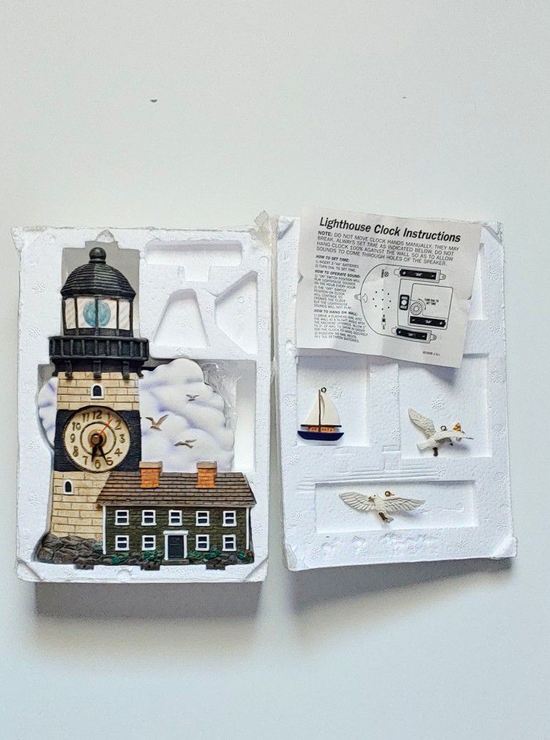 Nice Lighthouse Clock With Sound Of Ocean Wall Decor For Home Office Or Camper. 