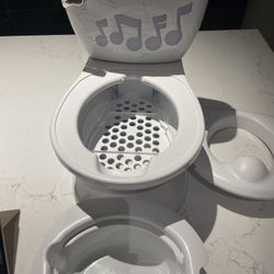 2-in-1 Toddler Potty Training Toilet - Larger Potty Chair & Detachable Training Seat for Boys & Girls Ages 1-3 with Flushing Sound, Wipes Storage, Toi