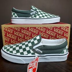 Vans Classic Slip-On Checkerboard Thyme Women Size 7, Men Size 5.5