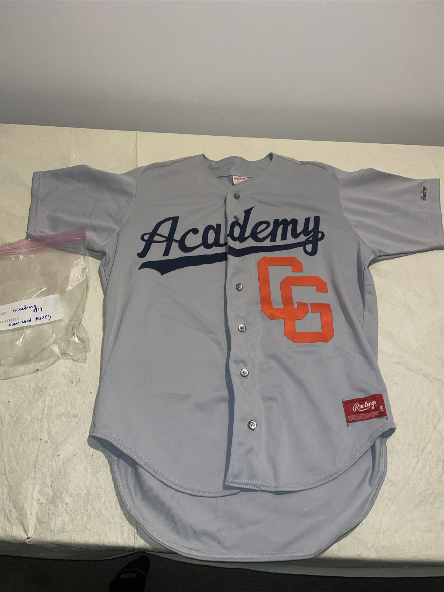 Game Used Complete Game Academy CGA Jersey Men 46 Gray Baseball Vintage Rawlings
