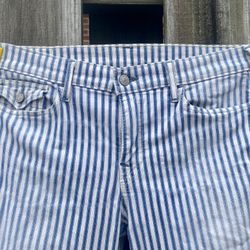 True Religion SERENA Blue & White Striped Jeans - Size 31