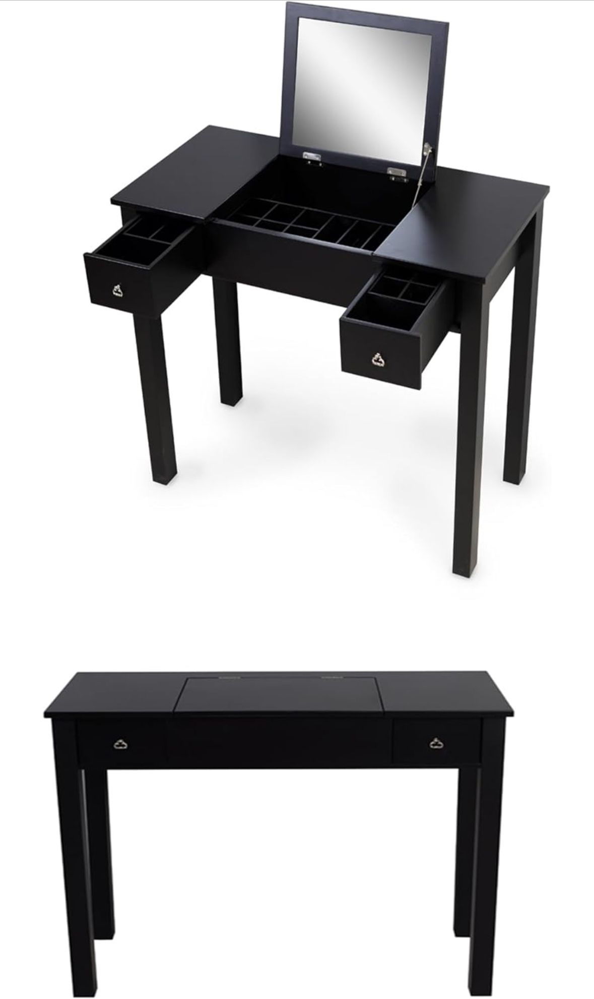 Vanity Desk Makeup Vanity with Flip-Top Mirror,2 Drawers, Jewelry Storage- Functional Vanity Table Set with Flip-Top Mirror and Center Jewelry Storage