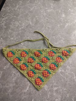 Crochet Bandana Head Kerchief Knitted with strawberry 🍓 design