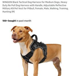 NEW BLACK TACTICAL DOG HARNESS MEDIUM