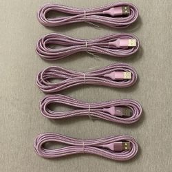 Lightning Cable 5-Pack( 10ft / each )  purple Colors iPhone Charger MFi Certified Nylon Braided Long Fast USB Cord HaoKanDe Compatible for apple iPhon