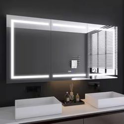 Surface Mount Medicine Cabinet With Mirror And LED 72" x 36"