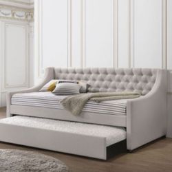 Brand New Fog Fabric Twin Daybed with Trundle