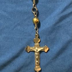 Rosary 14 Karat Gold, And Sterling Silver